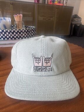 VISSLA Pale Mint Corduroy Baseball Cap with Shaka Patch